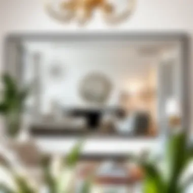 Stylish frameless mirror reflecting contemporary decor