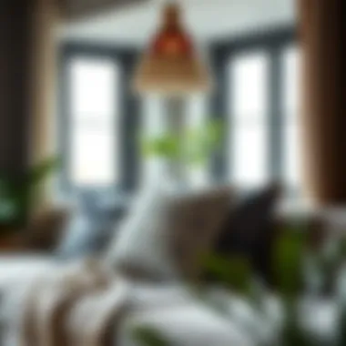 Grey boho throw pillow enhancing a cozy reading nook