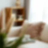 Stylish grey boho throw pillow on a plush sofa