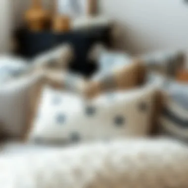 A collection of grey boho throw pillows in various designs