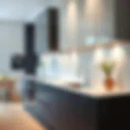 Elegant cabinet with integrated sink in a modern kitchen setting