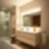 Elegant long vanity light bar in a modern bathroom setting.