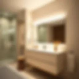 Elegant long vanity light bar in a modern bathroom setting.