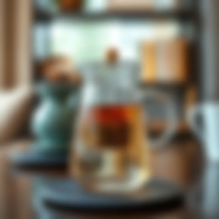 A modern glass infuser showcasing the brewing of herbal tea