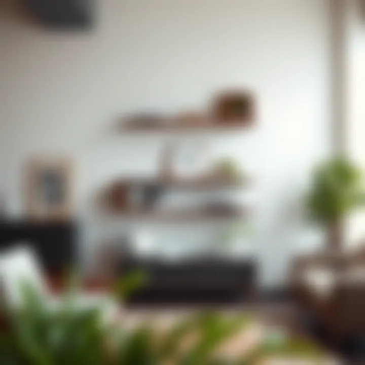 Contemporary wall shelf unit in an urban living room