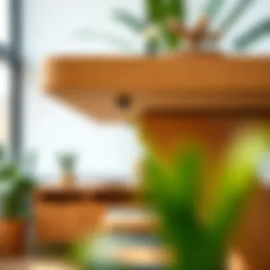 Close-up of the ergonomic features integrated into the Knotten desk
