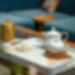 Elegant ceramic tea tray adorned with intricate patterns.