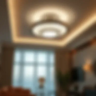 Elegant LED ceiling fixture enhancing living room decor