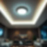 Stylish LED ceiling light illuminating a modern living room