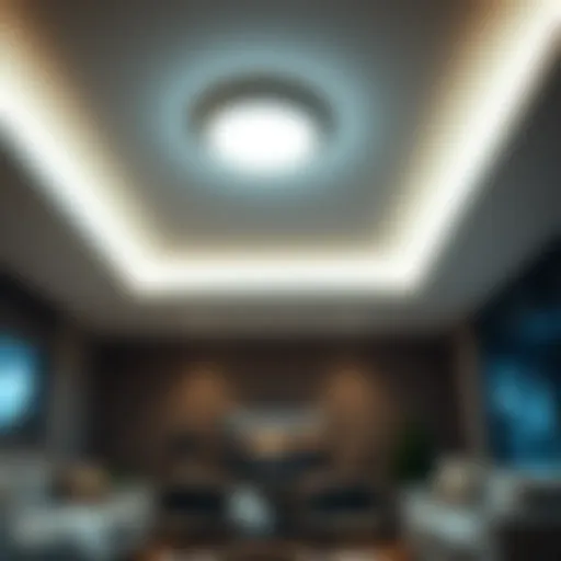 Stylish LED ceiling light illuminating a modern living room