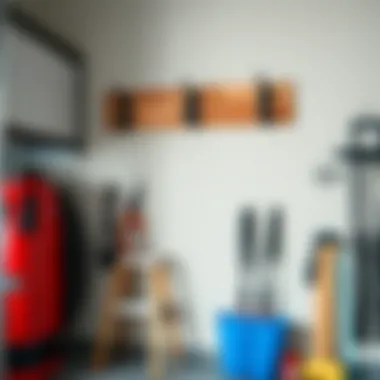 Step-by-step illustration of installing large wall hooks in a garage