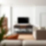 Sleek modern console table with drawers in a minimalist living room