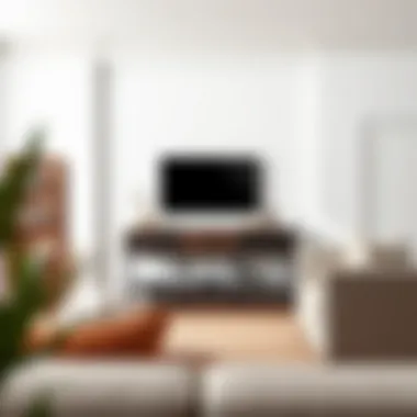 Sleek modern console table with drawers in a minimalist living room