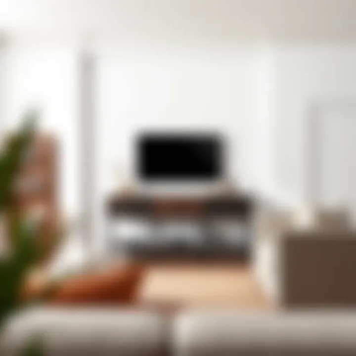 Sleek modern console table with drawers in a minimalist living room