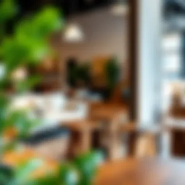 Different designs of narrow walnut end tables displayed in a showroom