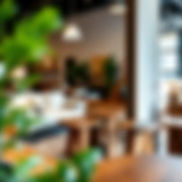 Different designs of narrow walnut end tables displayed in a showroom