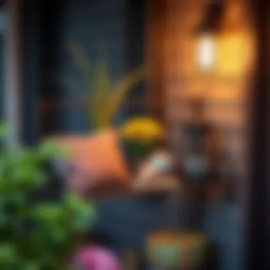 Stylish metal porch shelf with curated outdoor decor