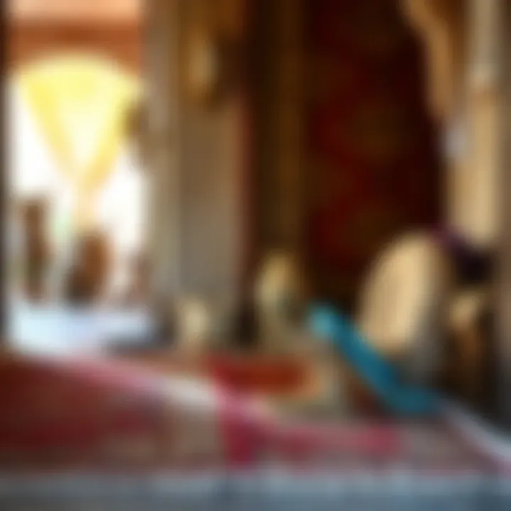 Artisans engaged in the traditional craftsmanship of Persian door mats.