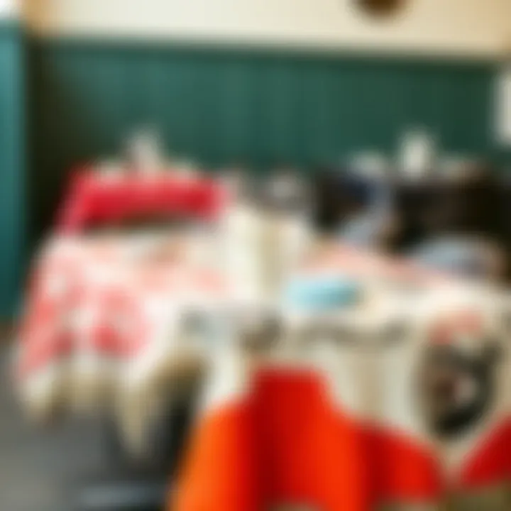 Variety of colors and patterns in vinyl tablecloths