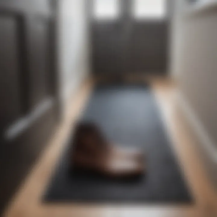 Elegant rubber shoe mat enhancing a modern hallway