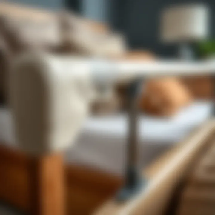 Close-up of safety features on a queen bed rail