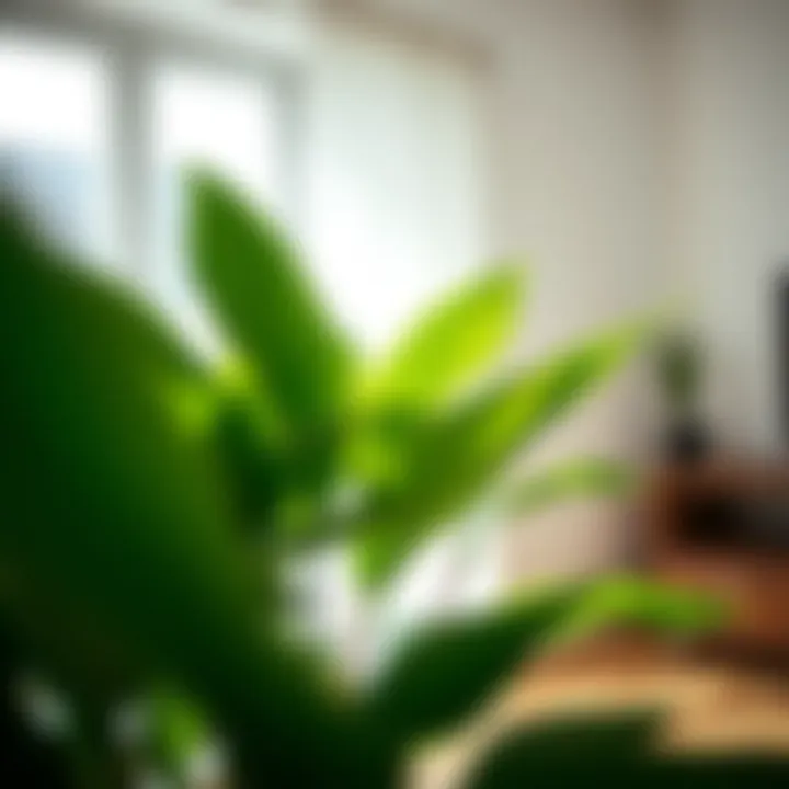 Indoor Plant in Bright Room A vibrant indoor plant thriving in a well-lit room