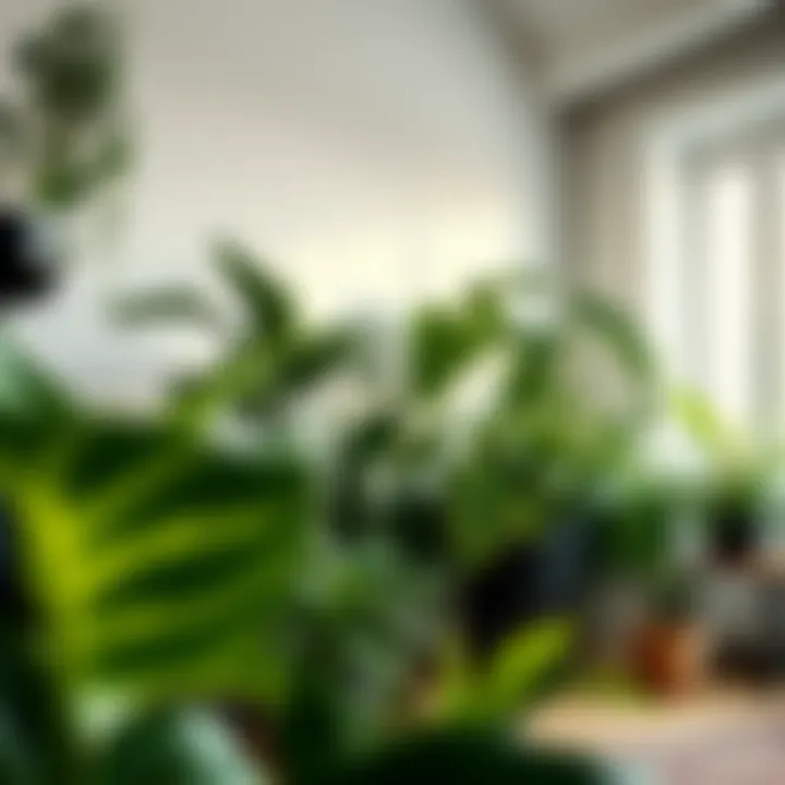 Diverse Houseplants in Tranquil Setting A serene corner featuring a variety of houseplants