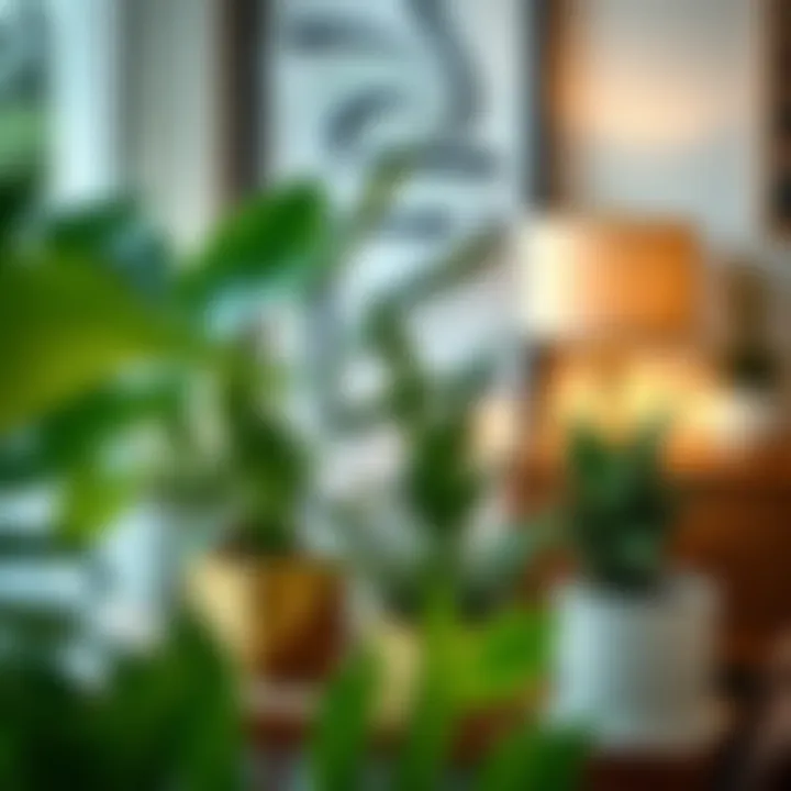 Stylish Plant Arrangement in Home Decor A stylish arrangement of plants enhancing home decor