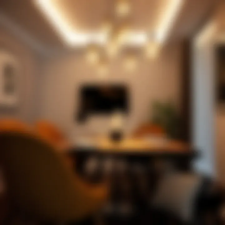 Stylish Dining Space Brightened by LED Lights Stylish dining area enhanced with small LED decorative lights