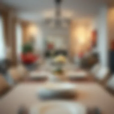 Sophisticated Dining Table Setting Elegant arrangement of a dining table in a modern living room.