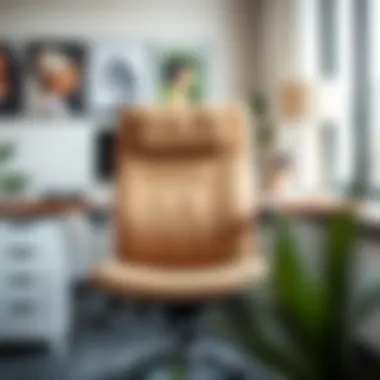 An elegant office chair adorned with a chic fabric cover in a modern workspace setting.