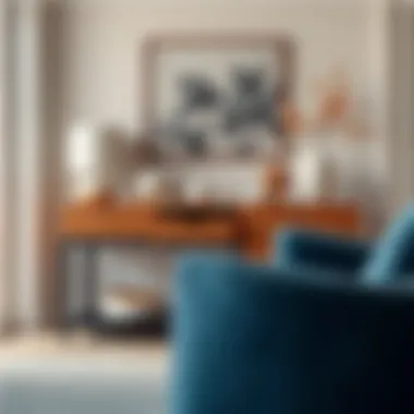 Stylish wooden console table with decorative items displayed on top