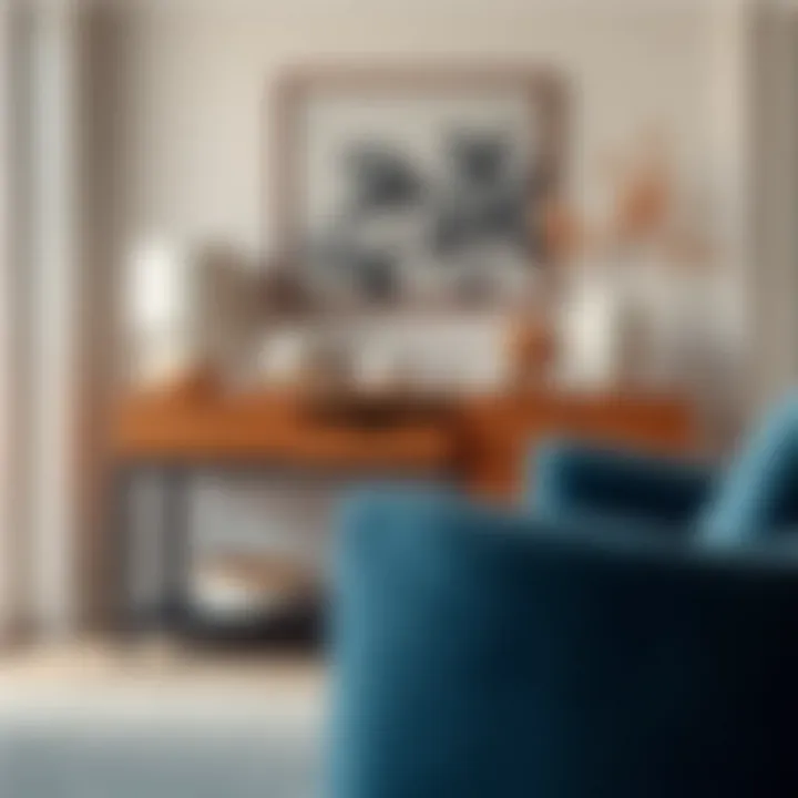 Stylish wooden console table with decorative items displayed on top