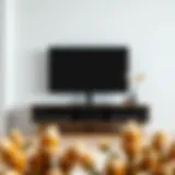 Sleek modern shiny TV stand in a minimalist interior