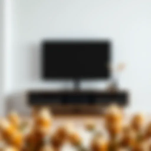 Sleek modern shiny TV stand in a minimalist interior