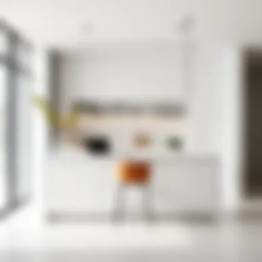 Modern minimalist counter desk in a sleek interior
