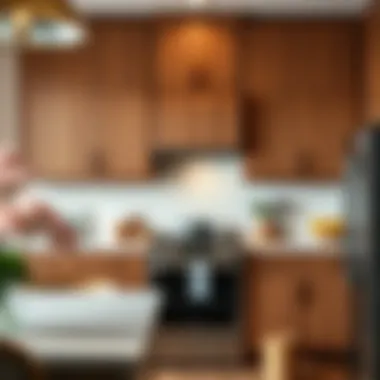 Stylish wooden stock upper cabinets showcasing modern kitchen décor