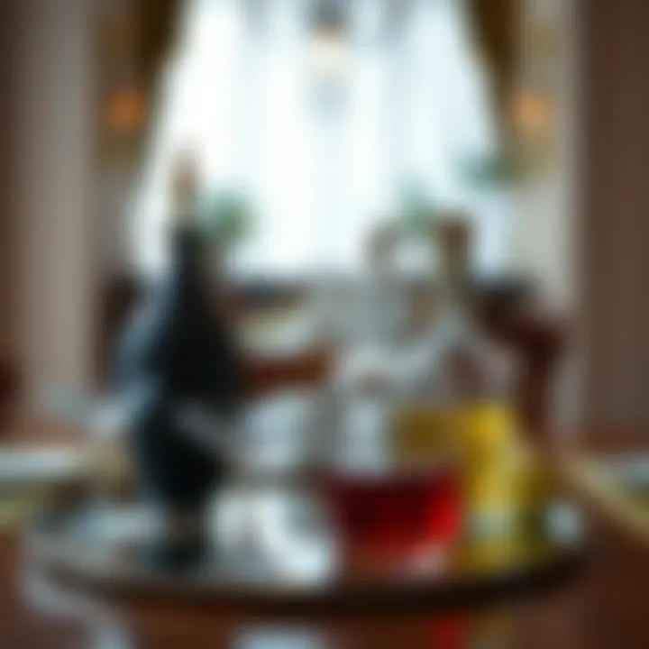 Aesthetic drink decanter arrangement enhancing dining atmosphere