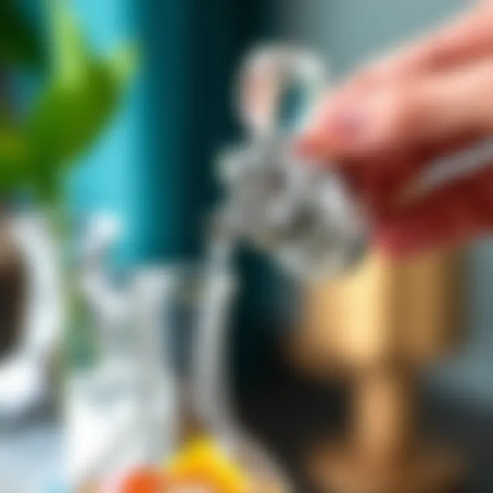 Close-up view of a drink decanter tap demonstrating its functionality