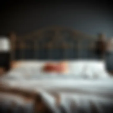 Stylish metal headboard adding a contemporary touch to a bed