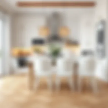 White kitchen table chairs complementing a modern kitchen layout