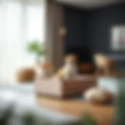 Stylish pet toy box in a modern living room setting