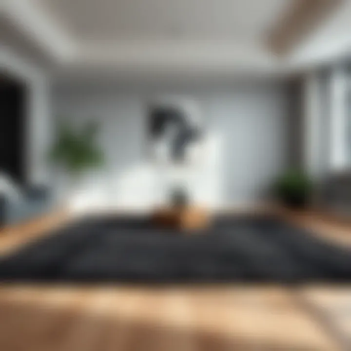 Black Rug as Focal Point Striking black rug as a focal point in a contemporary room