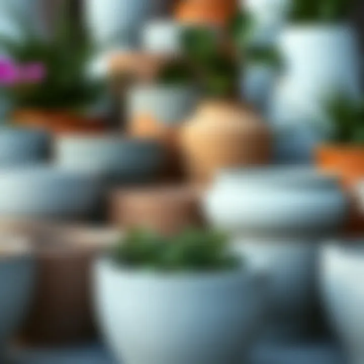 Diverse Shapes and Sizes of Concrete Pots Variety of concrete pots showcasing diverse shapes and sizes