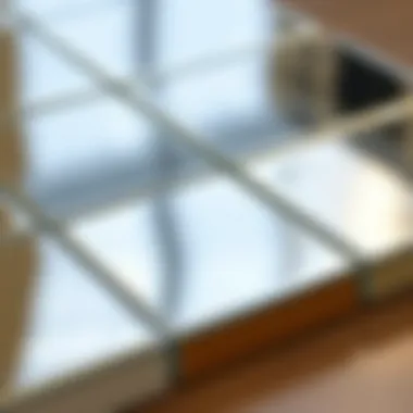 Close-up view of the reflective surface of mirror tiles showcasing their quality