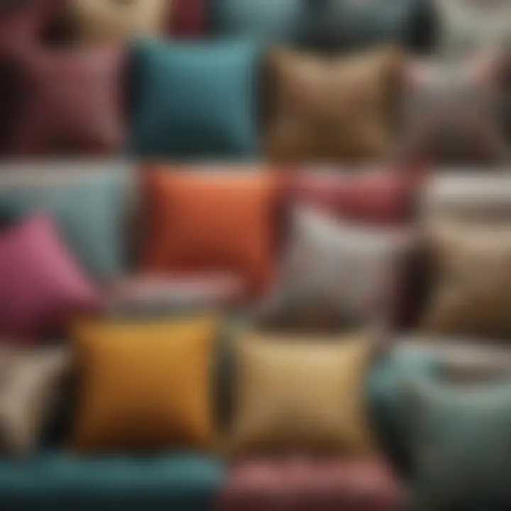 Diverse styles of throw pillows showcasing texture and color