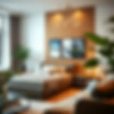 Contemporary Living Room with Twin Convertible Bed Elegant twin convertible bed in modern living room