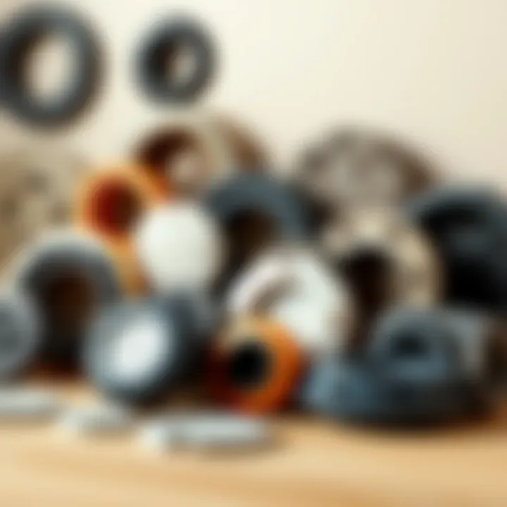 Different types of plastic hole covers arranged aesthetically
