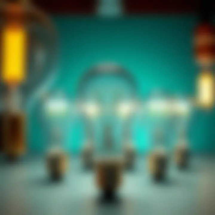 Illustration of various light bulb types showcasing their wattage.