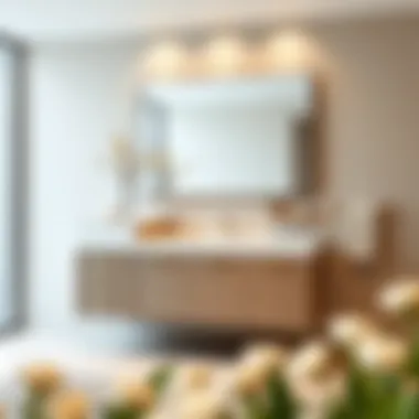 Elegant vanity with a deep sink displaying modern design elements